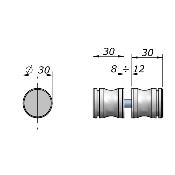 Petite poignee cylindrique D30mm Lg 30mm