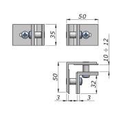 Clame d'angle à 90° pour verre fixe