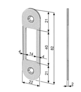 Plaque de gâche - 22x82x2mm - Pour EASY-MATIC