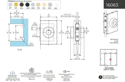 Serrure avec axe D12 CASMA 16063 - Cylindre Kaba - Avec rosace -76x109