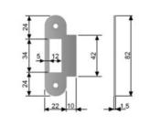 Plaque de gâche - 22x82x1,5mm - Avec lèvre carrée 10mm - Pour AGB MEDIANA / CENTRO LATCH