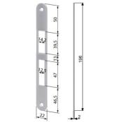 Plaque de gâche - 22x196x2mm bords arrondis - Pour serrure AGB CENTRO FOCUS & CENTRO WITH BOLT