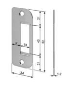 Plaque de gâche à bord droit - 34x82x1,2mm - Pour AGB EASY-FIX - Porte flush 44mm