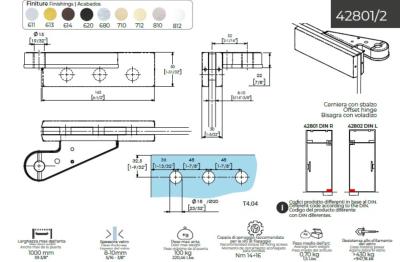 Penture haute à axe déporté CASMA 42801 - DIN R - 165x50 - Déport 52mm