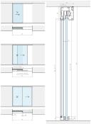 Kit complet pour porte coulissante LM PORTA PRO - 1 vantail + 1 fixe - Fixation Plafond