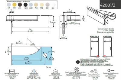 Penture haute à axe déporté CASMA 42882 - DIN L - 165x50 - Déport 52mm