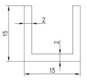 Profil U alu 15x15x15x2