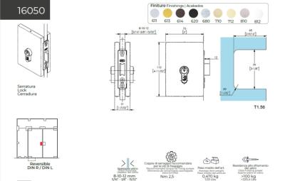 Serrure avec pene lancant CASMA 16050 - Cyl. Euro - 76x110