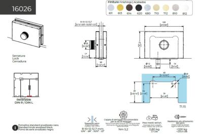 Serrure avec axe D12 CASMA 16026 - Bouton D25 anodisé noir - 109x76