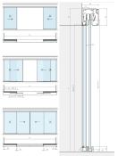 Kit complet pour porte coulissante LM PORTA PRO - 2 vantaux + 2 fixes - Fixation Plafond